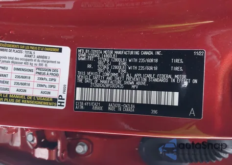 2023 Lexus Nx 250 Premium from USA, damaged, VIN 2T2GDCAZ8PC003435